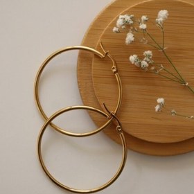 EB 1 Pair Stainless Steel Smooth Big Large Circle Hoop Dangle Earrings Women