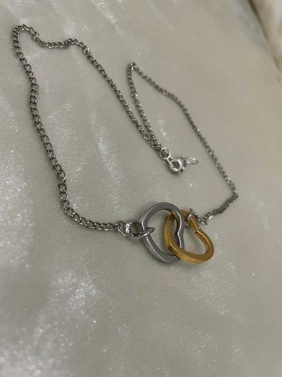 Double Heart Necklace Stainless Steel