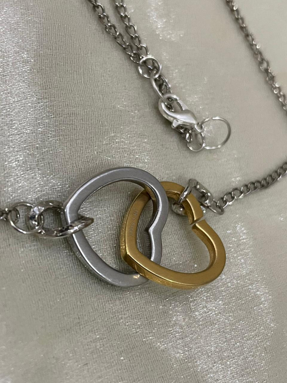 Double Heart Necklace Stainless Steel