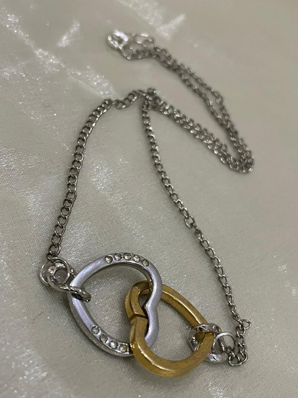 Double Heart Necklace Stainless Steel