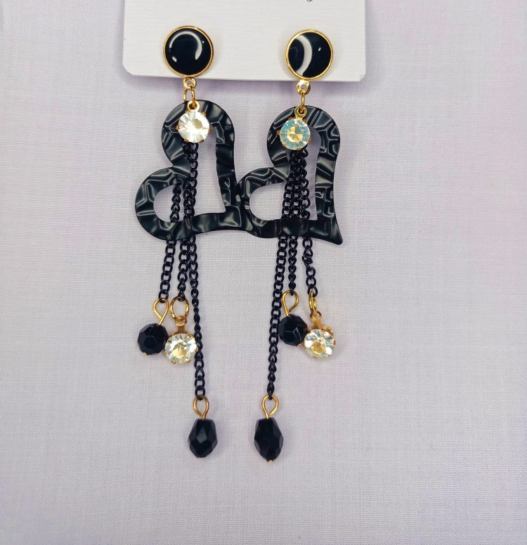 Black Star Earrings Unique black heart-shaped Designed
