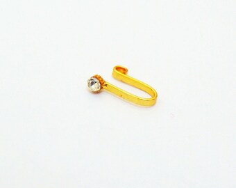 Gold Colour Cute Nose Pin With White Stone