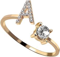 A-Z Letter Adjustable Opening Gold Rings